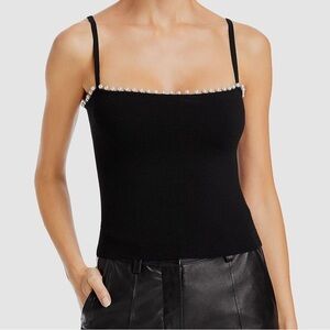 Alice + Olivia Drina Pearl Embellished Black Camisole